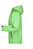 A lightweight men's rain jacket in vibrant green, featuring a hood and zippered pockets, with a branding logo.