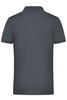 A grey men's work polo shirt featuring a classic design and a logo on the back.