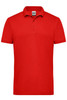 A red men's work polo shirt with a collar and three buttons, featuring a small logo on the chest.