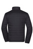A black padded puffer jacket with a quilted design, featuring a high collar and a plain back view.