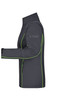 A grey ladies zip-off softshell jacket with green accents and a side zip pocket, featuring a sleek design.