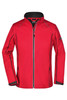 A red ladies' zip-off softshell jacket featuring contrasting black trim and a logo on the sleeve.