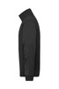 A black half zip sweat jumper with a high collar and long sleeves, featuring a logo on the side.