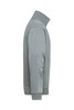 A grey half zip sweatshirt with a high collar and long sleeves, featuring a branded logo.