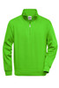 A bright green half zip sweat jumper made from soft fabric, featuring a collar and a zippered neckline.