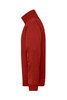 A red half zip sweat jumper featuring a high collar and long sleeves, with branding on the side.