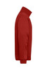 A red half zip sweat jumper displayed from the side, featuring a simple design and a collar.