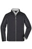 A men's zip-off softshell jacket in black with white piping details, featuring a smooth front and collar.