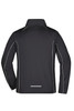 A black zip-off softshell jacket with contrasting white stitching and a collar. Features a logo on the back.