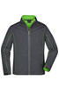 A men's zip-off softshell jacket in grey with green accents and a logo on the chest.