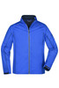 A blue men's zip-off softshell jacket with a sleek design and contrasting black details. It features a zip closure and a collar.