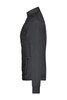 A black hybrid sweat jacket with a zippered pocket, featuring a sleek, fitted design. It has a branding logo.