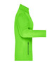 A bright green ladies softshell jacket featuring a zip pocket and a sleek design. It has a logo on the sleeve.