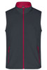A softshell vest in navy blue with a pink interior and zippered front pockets. Features a logo on the chest.
