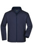 A men's navy softshell jacket with a zip front, standing collar, and two side pockets. Features a logo on the chest.