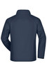 A men's navy softshell jacket featuring a high collar and long sleeves. The back includes a subtle logo.