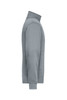 A grey workwear sweat jacket featuring a zip front and side pockets. It has a stand-up collar and ribbed cuffs.