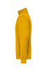 A yellow workwear sweat jacket with a high collar and side pockets, featuring a logo on the garment.