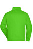 A bright green workwear sweat jacket with a high collar and long sleeves, featuring a logo on the back.