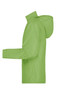 A lime green men's jacket featuring a hood and a side view design, with a branding logo present.