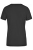 A black ladies' workwear T-shirt featuring a simple design and a back view. Includes a logo on the back.