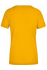 A bright yellow ladies workwear T-shirt featuring short sleeves and a classic fit, with a branding logo present.