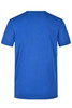 A blue men's workwear T-shirt with a crew neck and short sleeves, featuring a logo.