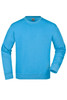 A blue sweatshirt with long sleeves and a crew neck design. It features a logo on the front.