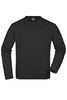 A black sweatshirt with long sleeves and a crew neck, featuring a label inside.