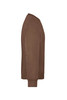 A brown workwear sweatshirt featuring a simple design and a logo on the sleeve.