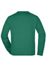A green sweatshirt with long sleeves and a crew neckline, featuring a logo on the back.