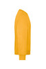 A yellow workwear sweatshirt featuring a crew neck and long sleeves, with a logo on the sleeve.