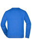 A blue workwear sweatshirt with long sleeves and a rounded neckline, featuring a simple design and a logo.