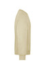 A beige sweatshirt featuring a crew neckline and long sleeves, with a logo on the front.