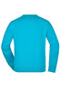 A vibrant turquoise workwear sweatshirt with a classic crew neck and long sleeves, featuring a logo.