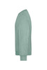 A green sweatshirt with long sleeves and a crew neckline, featuring a logo on the front.