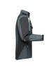 A softshell workwear jacket in grey and black with a sleek design and a logo on the chest area.