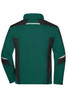 A softshell jacket featuring a teal body with black accents and reflective detailing on the shoulders and sleeves.