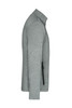 A grey men's softshell jacket featuring a zippered side pocket and a sleek design.
