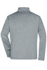 A men's softshell jacket in grey, featuring a high collar and long sleeves, displayed from the back.