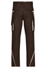 Brown workwear pants featuring multiple pockets and a logo, shown from the back.