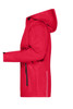 A red ladies 3-in-1 jacket with a hood, featuring zippered pockets and a sleek design.