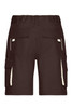 Workwear bermudas in dark brown, featuring multiple pockets and contrasting detailing. Includes a logo on the garment.