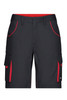 Workwear Bermudas in black with red detailing, featuring multiple pockets and a logo. Ideal for work settings.