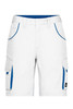 Workwear bermuda shorts in white with blue accents, featuring multiple pockets and a logo.