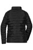 A black padded puffer jacket designed for ladies, featuring a simple quilted texture and a collar.
