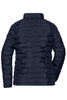 A navy blue padded jacket with a quilted design, featuring a high collar and no visible branding.
