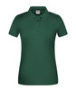 A green ladies' polo shirt featuring a classic collar and short sleeves, with a logo on the chest.