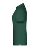 A green polo shirt with short sleeves and a collar, featuring a logo on the chest.