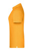 A bright orange polo shirt featuring short sleeves and a collar, with a logo on the front.